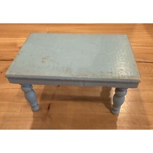 Vintage Strombecker Dollhouse Blue Kitchen Table 1:12 Scale Wood Miniature